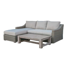 Homeroots 30" Aluminum Wood And Rattan Sectional Sofa Set