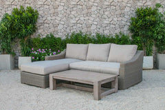 Homeroots 30" Aluminum Wood And Rattan Sectional Sofa Set