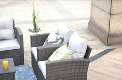 Homeroots 118.56" X 31.59" X 14.82" Brown 6-Piece Patio Conversation Set With Cushions And Storage Boxes