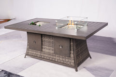 Homeroots Gray Wicker Outdoor Gas Fire Pit Table With Ice Bucket