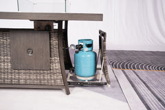 Homeroots Gray Wicker Outdoor Gas Fire Pit Table With Ice Bucket