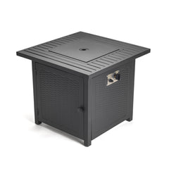 Homeroots Matte Black Square Propane Fire Pit With Cover