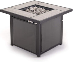 Homeroots 32" Brown Steel Propane Square Fire Pit Table